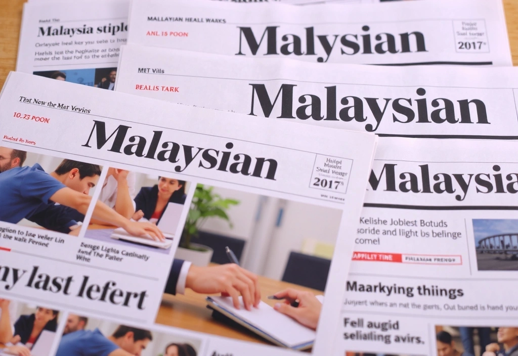 Modern newspaper layout showing professional Malaysian news design with headlines and articles