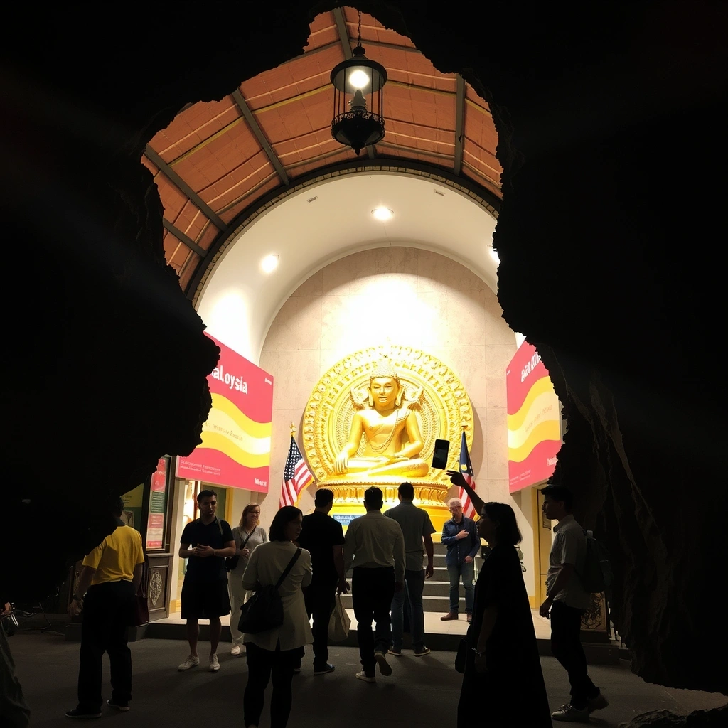 Batu Caves temple with tourists